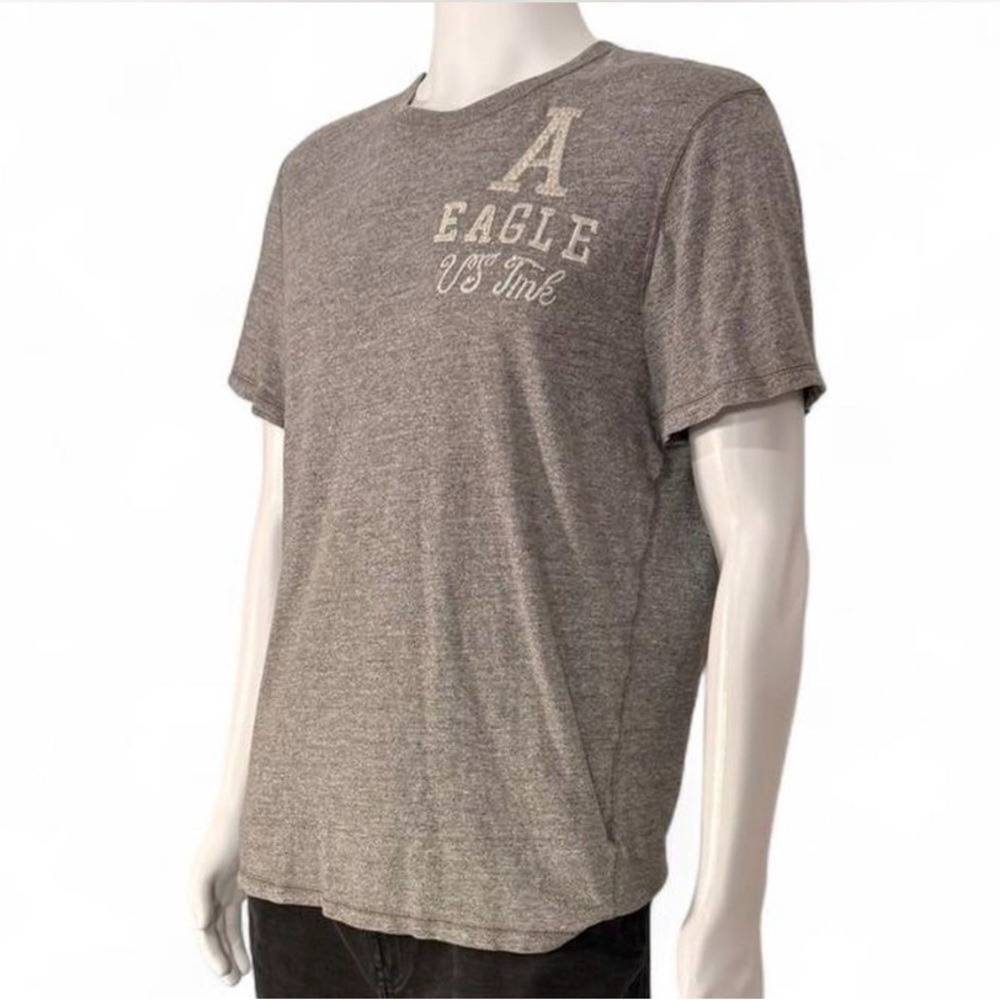 American Eagle Mens Athletic Fit T-Shirt Grey Heather Graphic Tee Large - Picture 3 of 6